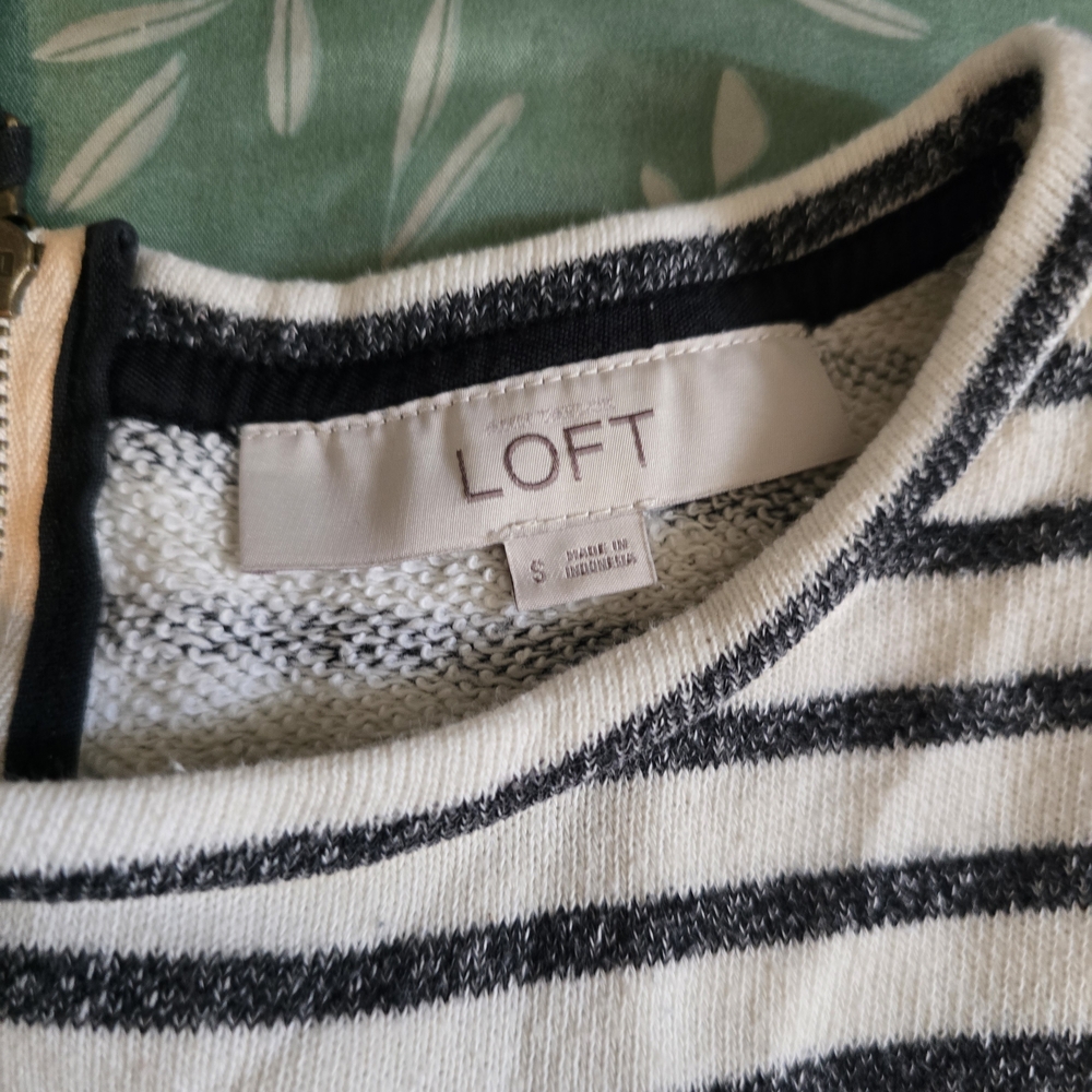 LOFT Black and White Striped Sweater
